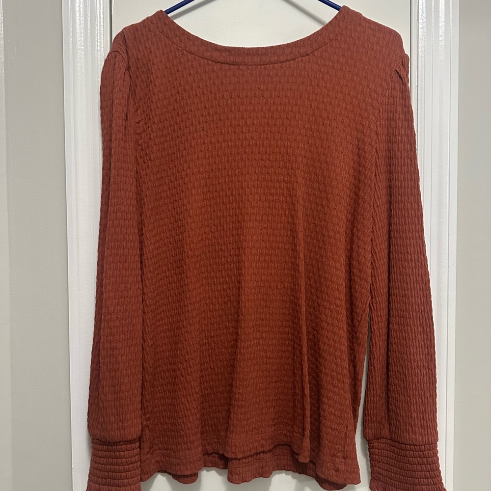 LOFT Terracotta Waffle Knit Blouse